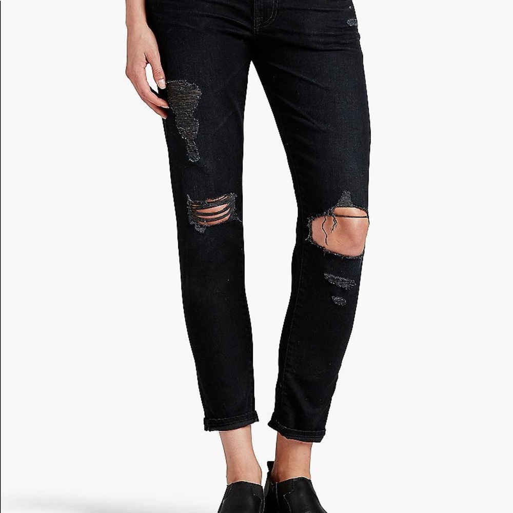 Lucky Brand Sienna Cigarette Black Ripped Jeans